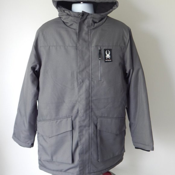 SPYDER POLAR Parka Jacket Waterproof ThermaWEB Insulation Gray Men’s Sz M NWT - Picture 6 of 15